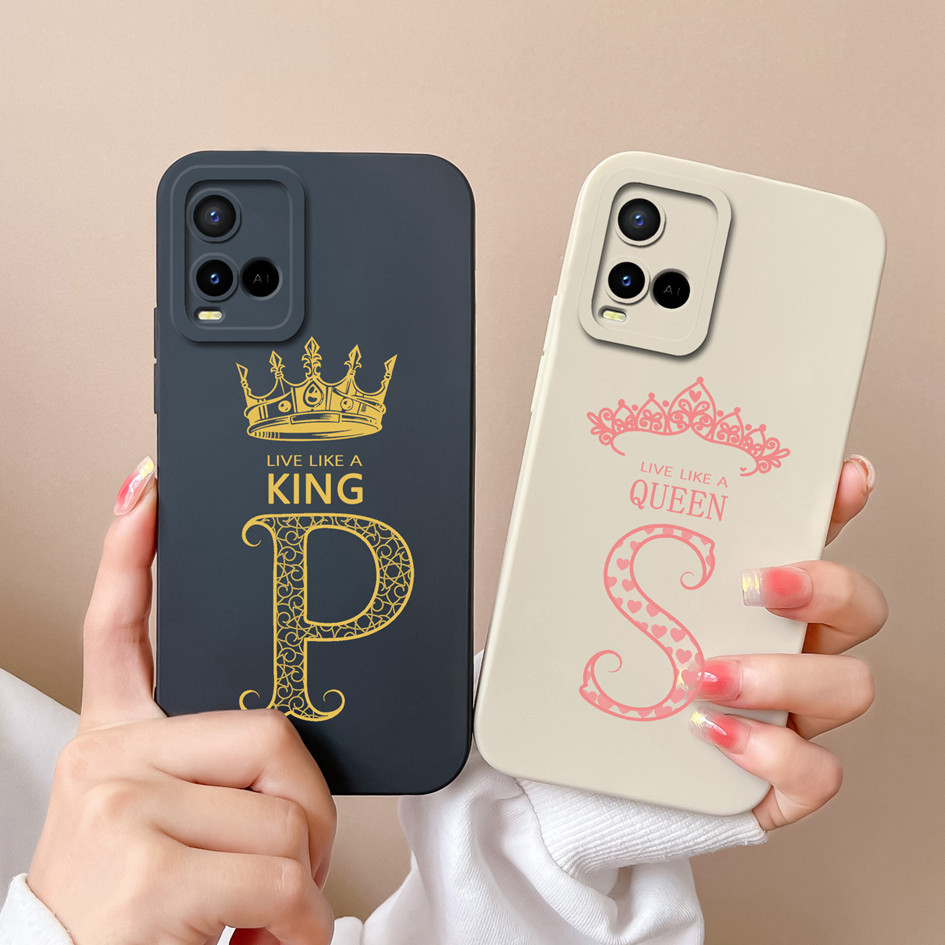 เคสโทรศัพท์สําหรับ Vivo Y33 Y33S Y33T Matte กันกระแทกแฟชั่น Crown Letter ซิลิโคนนุ่ม TPU สําหรับ Viv