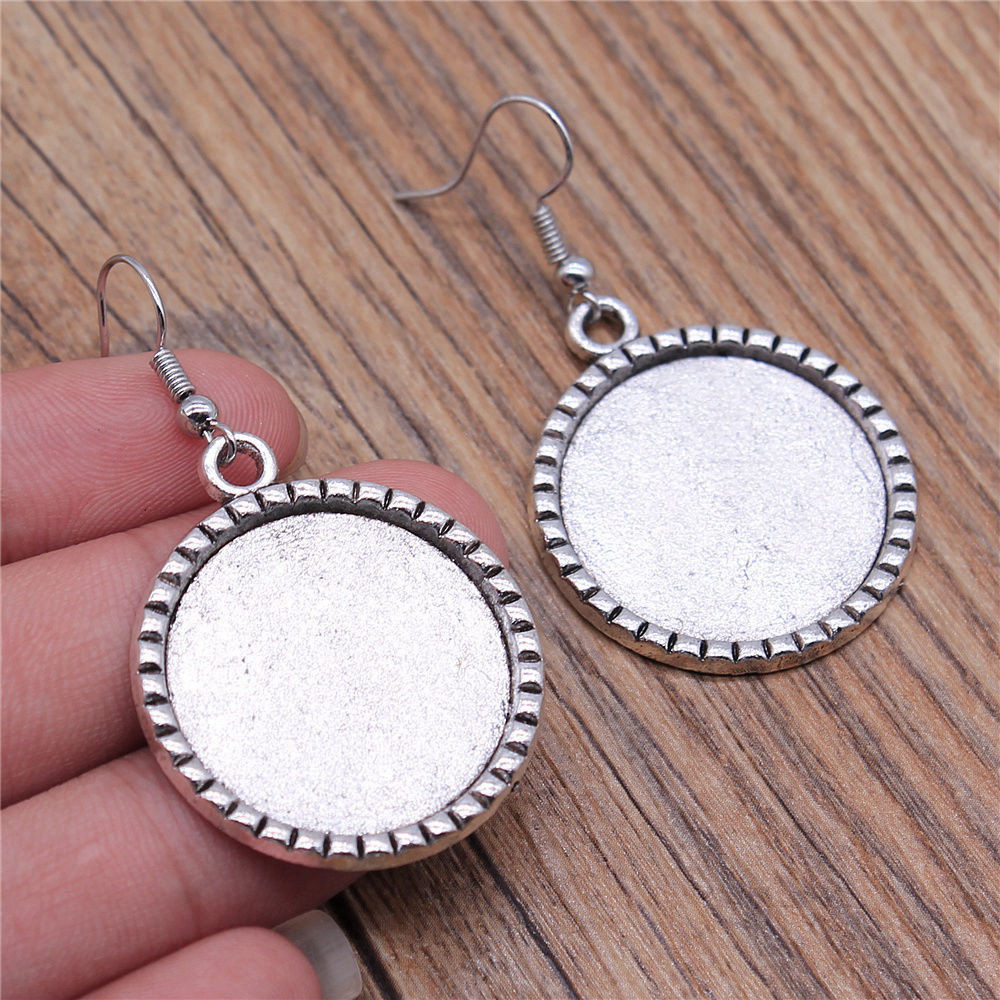 ต ่ างหูชุดเงินโบราณรอบหู Hook แก ้ ว Cabochon ฐานการตั ้ งค ่ าถาดผู ้ ชายอุปกรณ ์ เสริมของขวัญเครื ่ องประดับจี ้