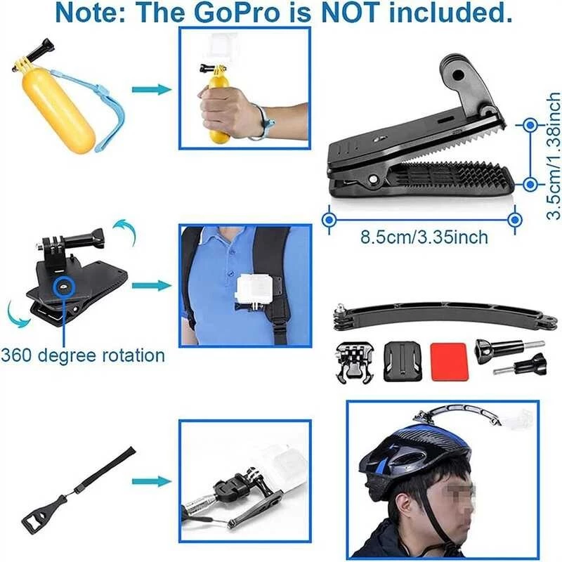 Action Camera Accessory Kit for GoPro Hero 11 10 9 8 7 6 5 4 3 Max Session YI 4K SJCAM thumbnail 6