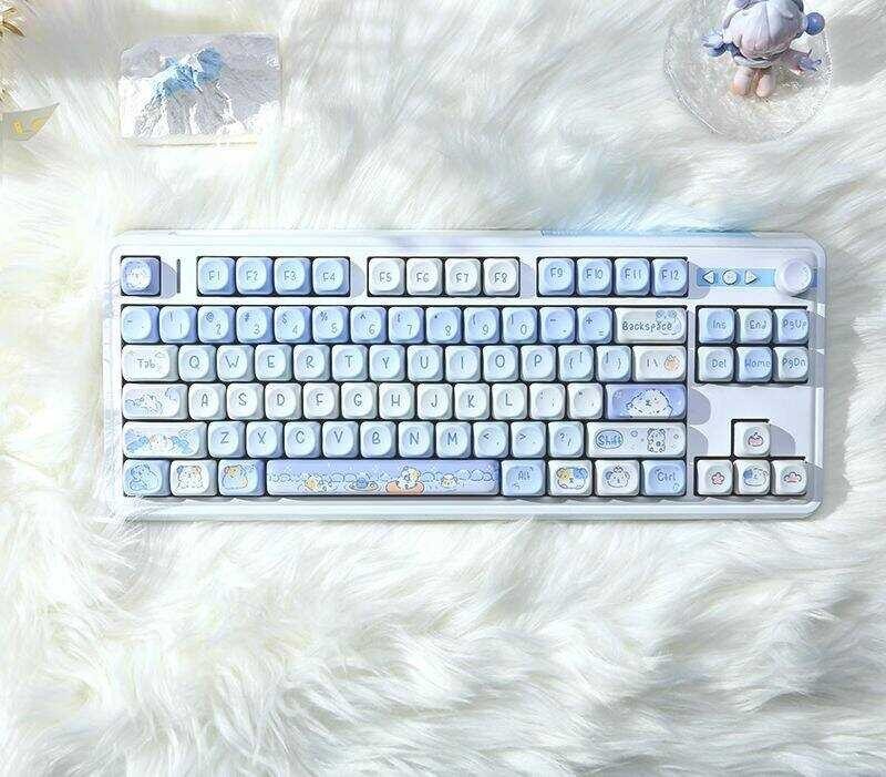 Blue 【Keycap Only】Milk Hamster Keycap Cute Cartoon Girl Personalized Squirrel keycap 132 keys MOA
