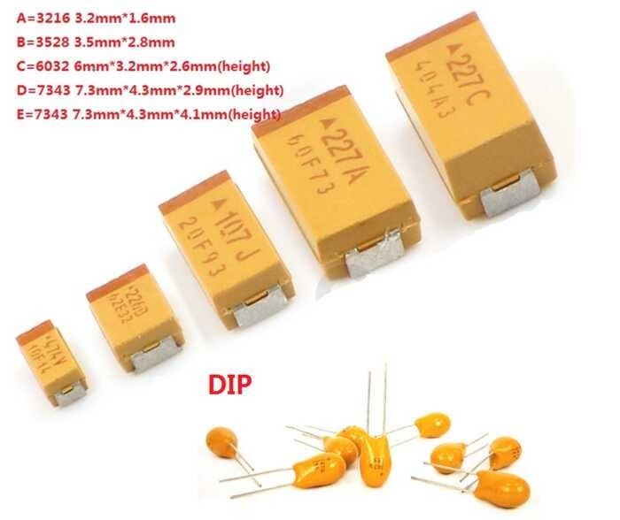 เคส10ชิ้น A B C D ตัวเก็บประจุแทนทาลัม6v 10V 16V 25V 35V 50V 0.1Uf 1Uf 2.2Uf 4.7Uf 10Uf 22Uf 33Uf 47