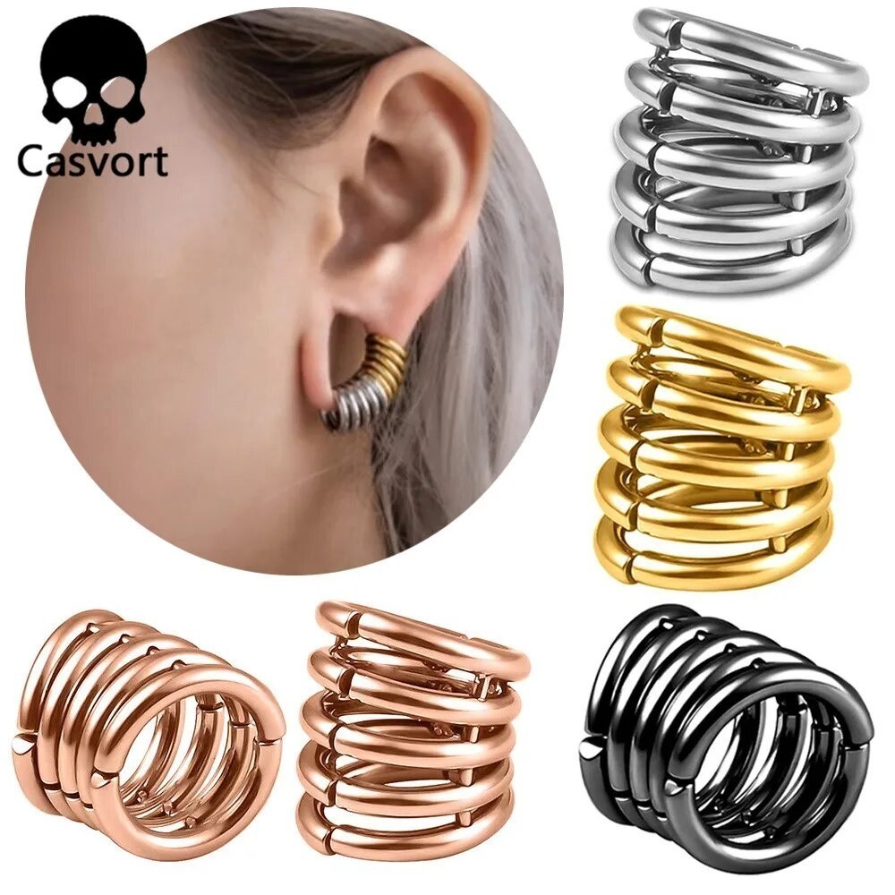 09g Casvort ร ้ อน 00g Stacker แหวน Lobe Cuff หู Gauges ปลั ๊ กหูอุโมงค ์ Stretcher ต ่ างหู Cli o0