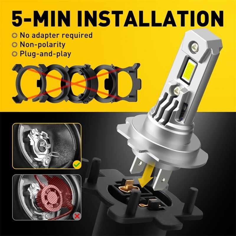 ❤ AUXITO หลอดไฟไฟหน้ารถมอเตอร์ไซค์แบบ LED H7 Q16 100W 20000Lm หัว