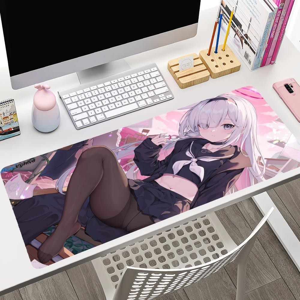 Arona Blue Archive อะนิเมะสาวเซ็กซี่ Mousepad แผ่นรองเมาส์สําหรับเล่นเกมขนาดใหญ่ LockEdge หนาแป้นพิมพ์คอมพิวเตอร์โต๊ะโต๊ะ