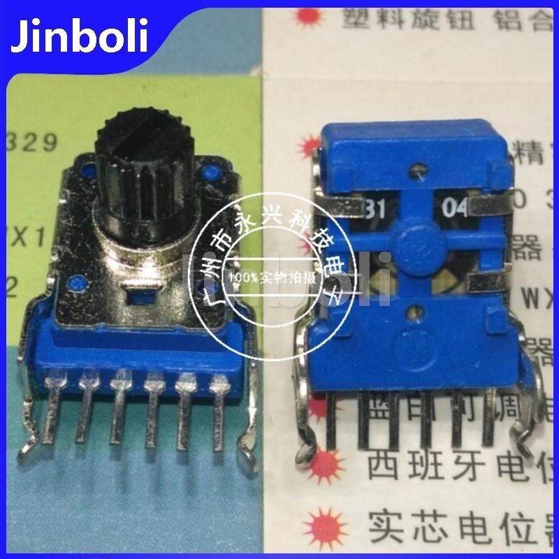 2PCS RK12 ประเภทเครื่องขยายเสียงปริมาณ Potentiometer B100K B104 คู่แนวนอน 6 ขา 100K Ohm ดอกไม้เพลาคว