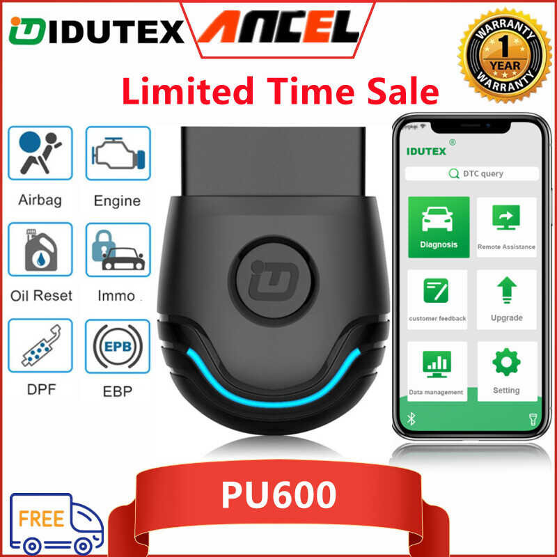 Sale)IDUTEX (Limited Time PU600 Car Bluetooth OBD2 Scanner Full System Diagnostic Support 9 Reset F