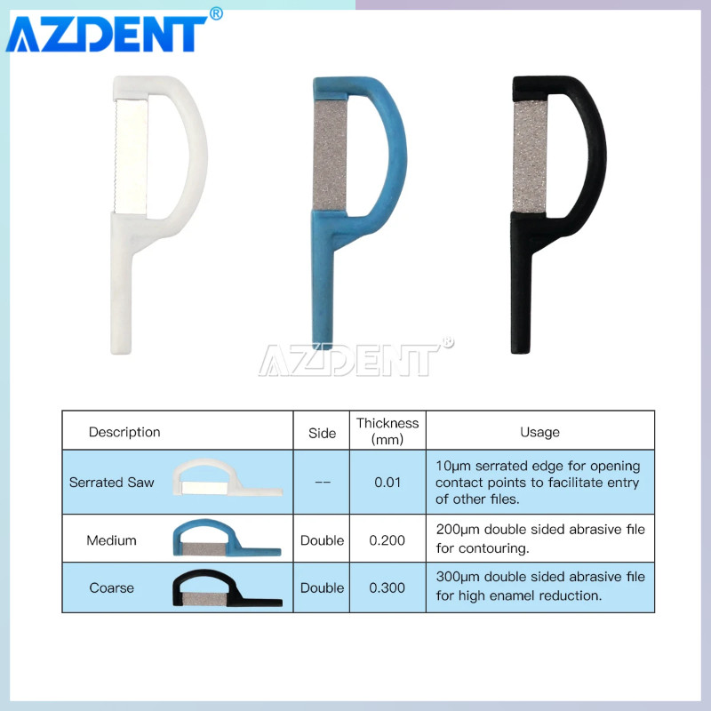 ♞,♘,♙AZDENT ทันตแพทย์จัดฟัน Interproximal เคลือบลดอัตโนมัติ Strip Double Sided ทราย Serrated Saw ปา