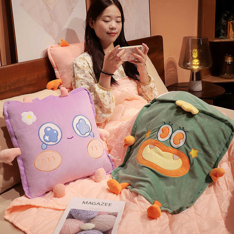 Pillow Throw Cute Cartoon Dopamine Monster Throw Pillow By Office Nap 3-In-1 Pillow Sofa Nap Pillow