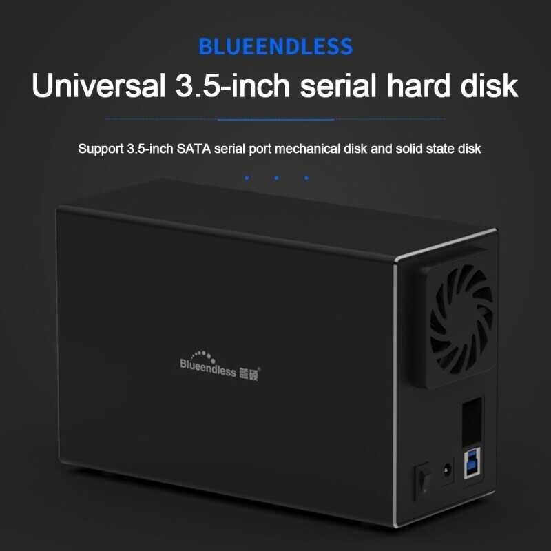 Bay Blueendless Dual 3.5inch HDD Array Case Hard Drive Disk Enclosure Box 3.5'' SSD SATA RAID Type