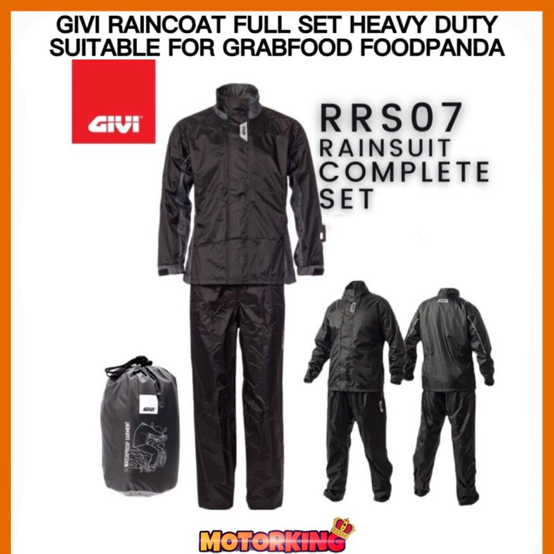 Givi RAINCOAT RRS07 ชุดกันฝนครบชุด HEAVY DUTY TEBAL SUITABLE สําหรับ FOODPANDA GRABFOOD