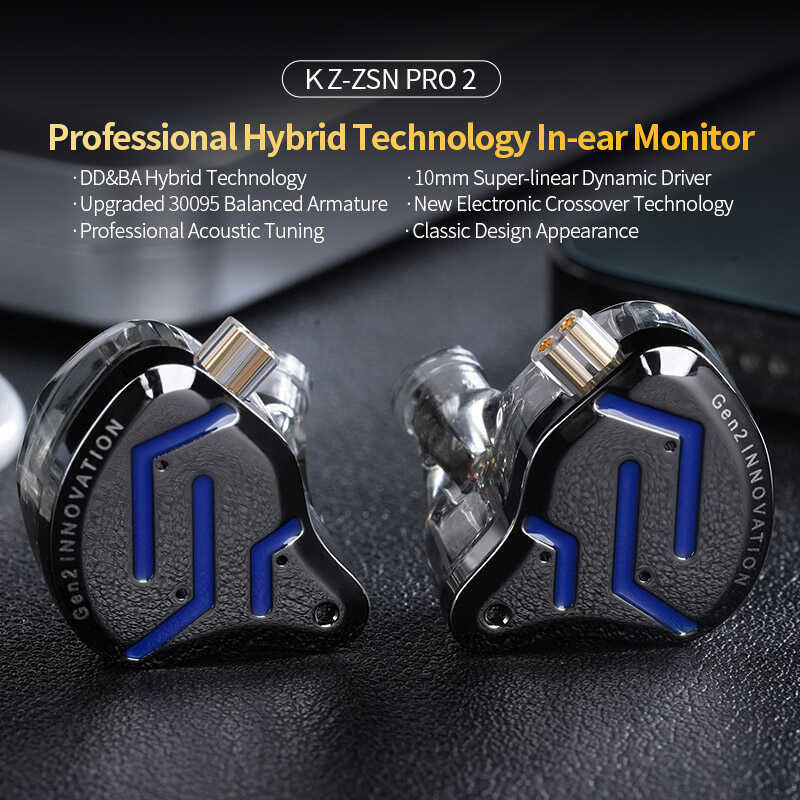 KZ ZSN Pro 2 ไดรฟ์ไฮบริด 1Ba + 1Dd ในหูโลหะหูฟัง HIFI เบสหูฟังตร