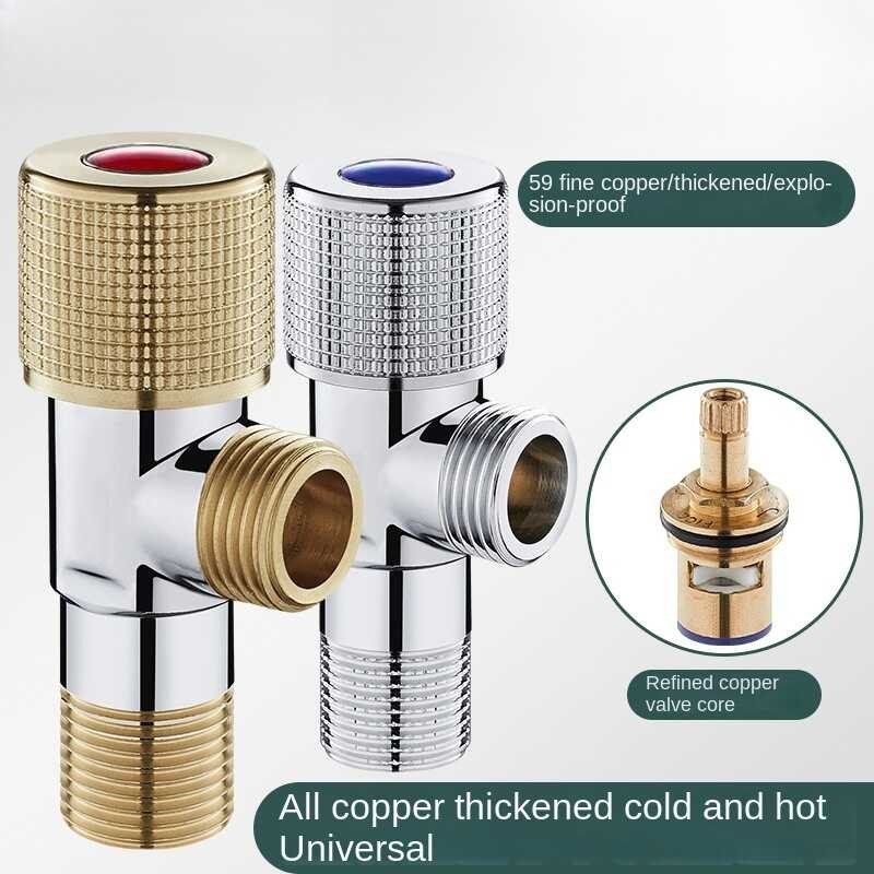 Copper Angle Faucet Heater Triangle Hot And Cold Water Toilet Eight-Word Vae Switch