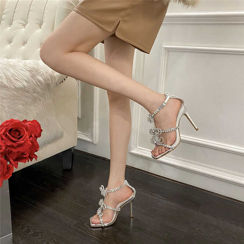 MANXIXI Fashion ❤ Women High Heels 3.93 Inches Beautiful Shiny Bow Pearl Sandals (Size 35-40)