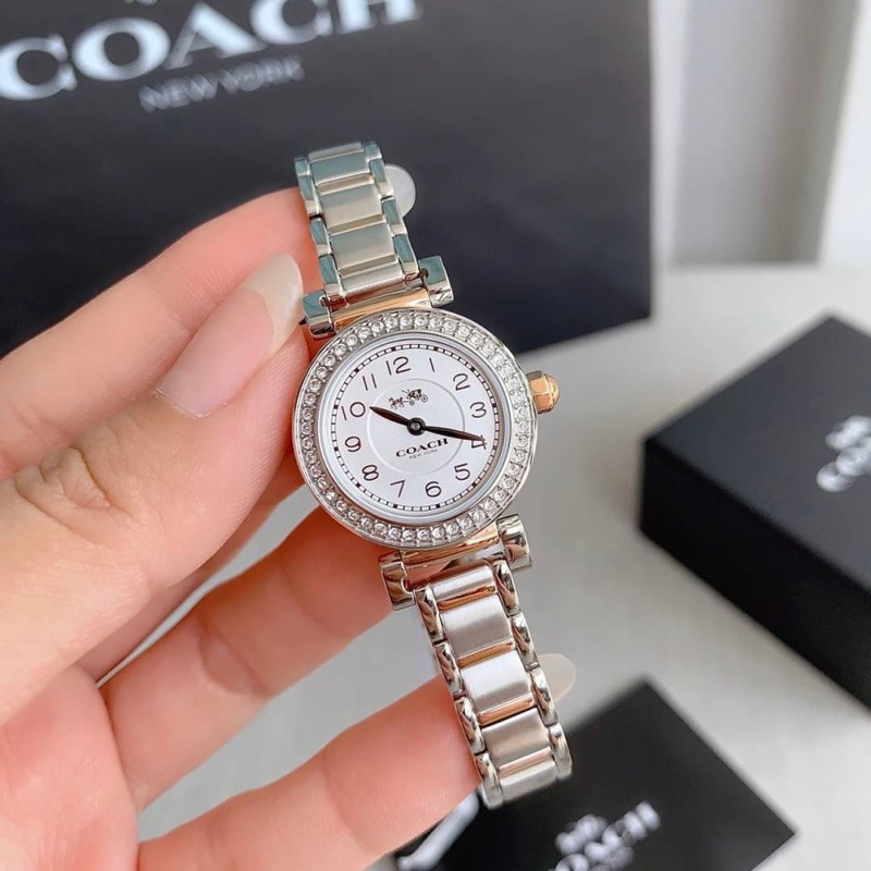 ♞,♘(ผ่อน0%) นาฬิกา Coach Madison Ladies Crystal Rose Gold Tone Swiss Quartz Watch สีเงิน ทูโทน สลับ