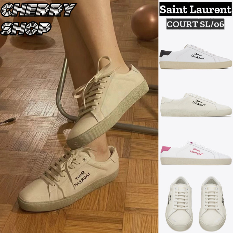♞,♘แซงต์โลรองต์ Yves Saint Laurent YSL COURT SL/06 Sneakers Women's Shoe รองเท้ากีฬา