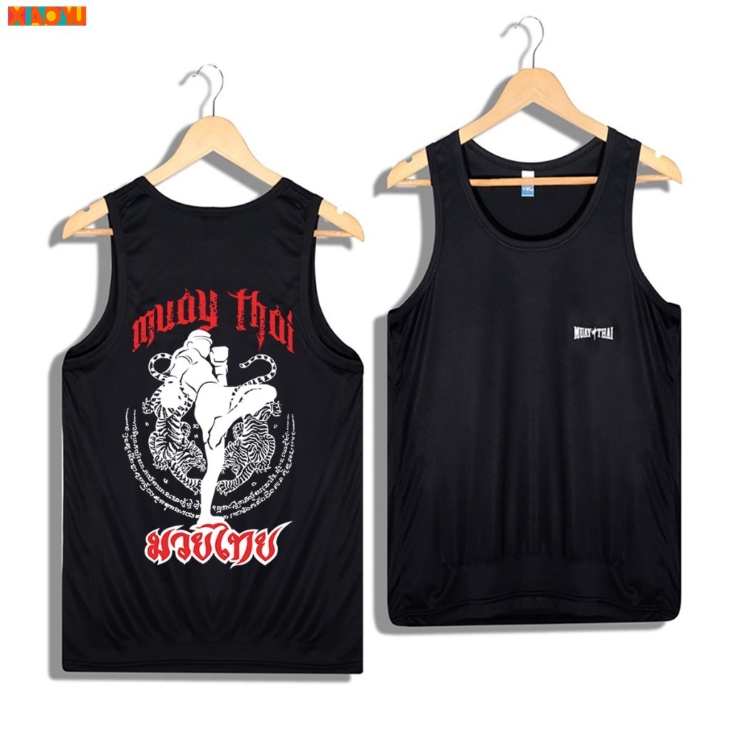 Tiger Muay Thai Singlet Microfiber Mens เสื ้ อยืดแขนกุดฟิตเนส UFC