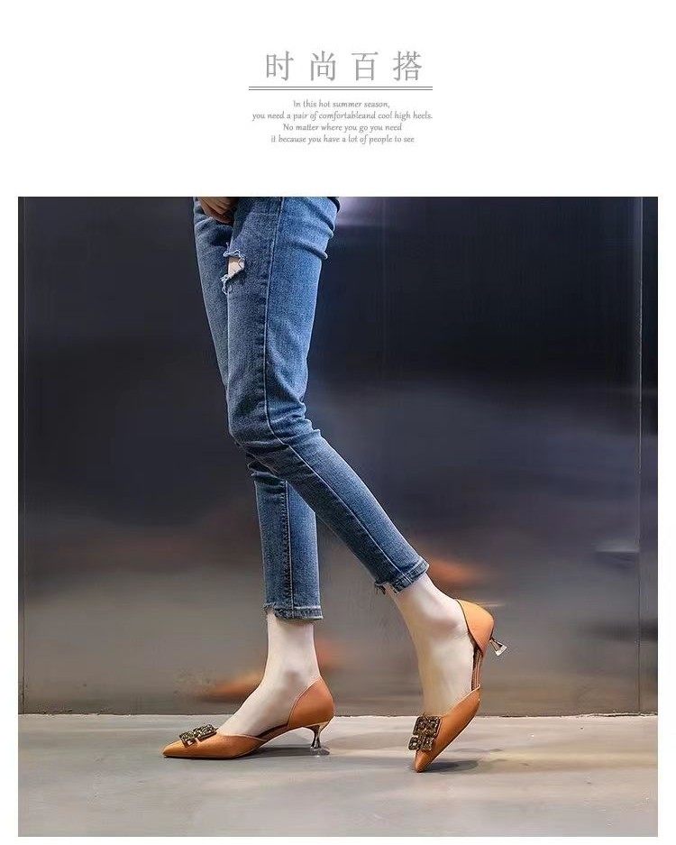 🍒 รองเท้าส้นสูงสตรีสไตล์ย้อนยุคฤดูร้อนกริชชี้นิ้วเท้าประกาย rhinestones รองเท้าส้นสูงแฟชั่น - รูปที่ 3