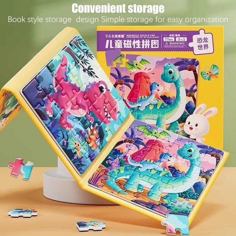 Kids Magnetic Puzzles Travel Games Puzzles Book Jigsaw Montessori Toy Portable Cartoon Jigsaw Puzzl