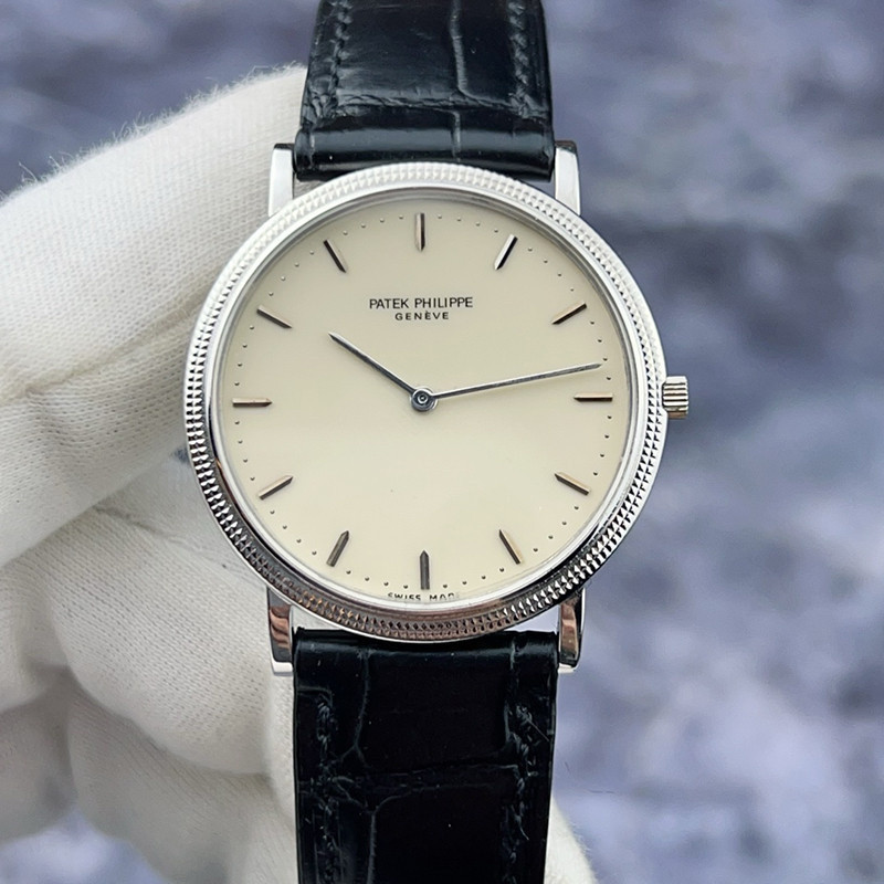 [BD ] นาฬิกา Patek 3744G Paris Liuding Bezel 18K สีขาวทองวัสดุคู ่ มือกลไกนาฬิกาหญิง 33 มม .