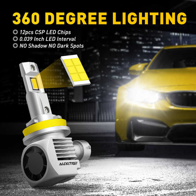 ❤ Q16 AUXITO 2ชิ้น100w 20000Lm H4อัปเกรดความสว่างสูง H11 Led ไฟหน้า