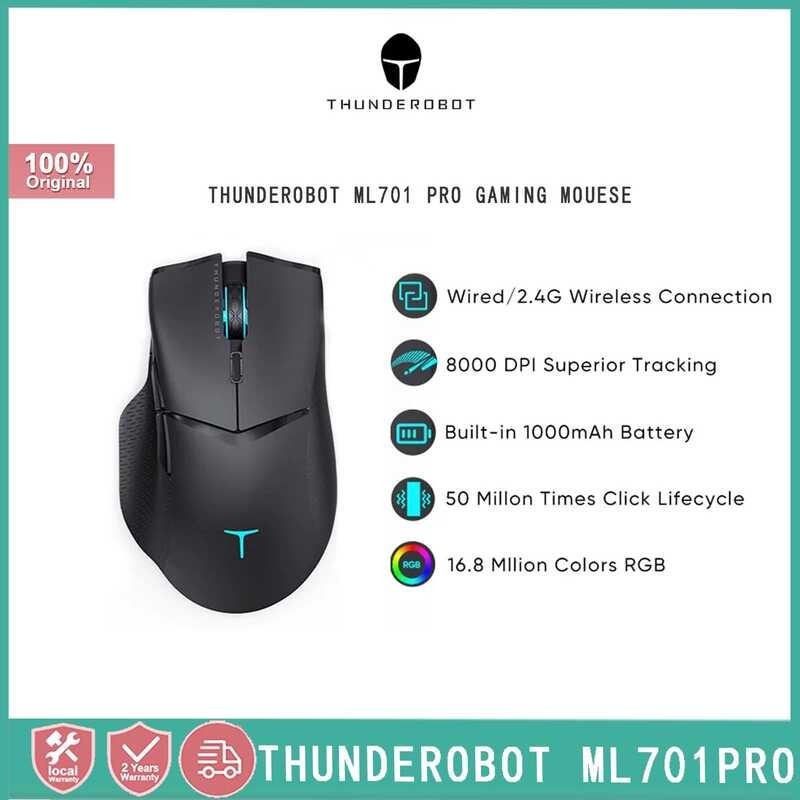 ML701 Pro Thunderobot Wireless mouse games, 2.4G, with RGB cable, 19000 dpi, 1000mah, for laptops a