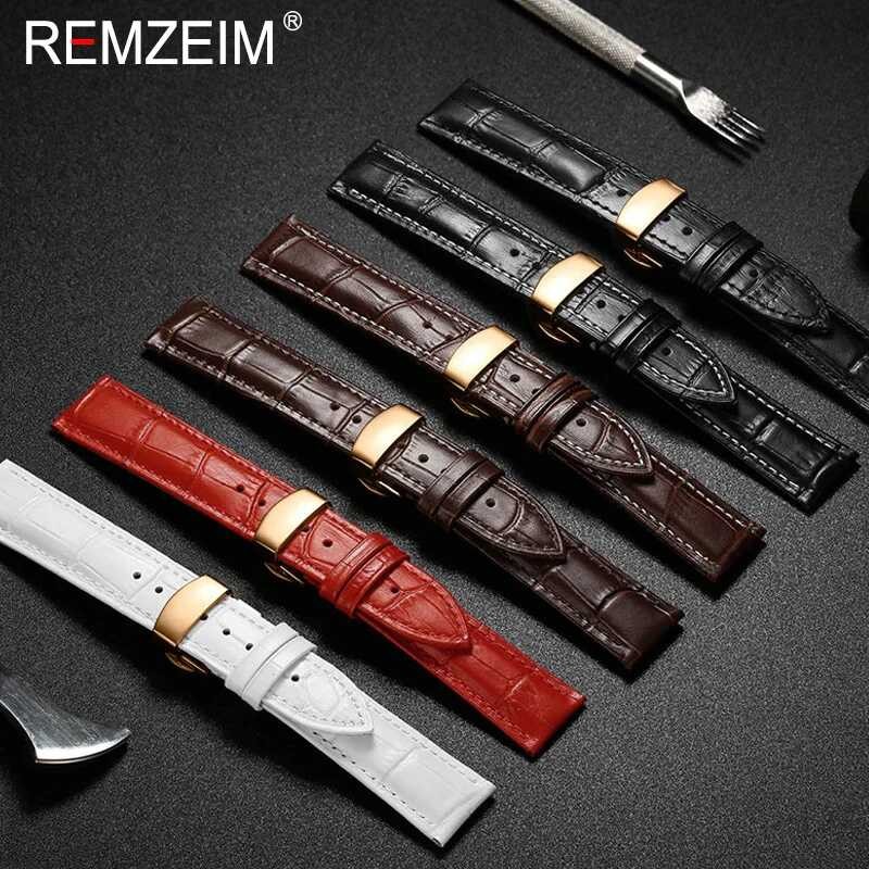 ❤️ REMZEIM ใหม่นาฬิกาหนัง Band 16Mm 17Mm 18Mm 19Mm 20Mm 21Mm 22Mm 23Mm 24มม.ของแท้นาฬิกาหนังสาย