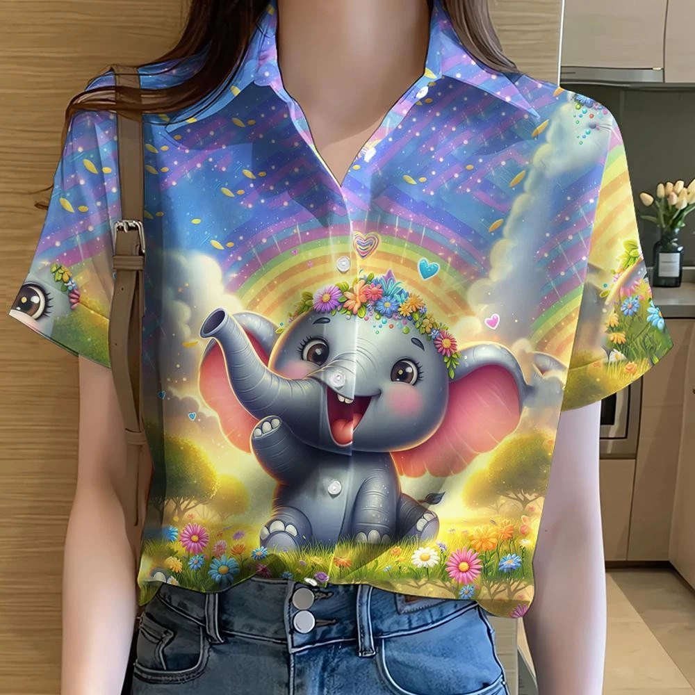 เสื้อพิมพ์ลายช้าง/ลายดอก/กราฟฟิตี้ เสื้อฮาวายแขนสั้น รุ่น 06 thumbnail 3