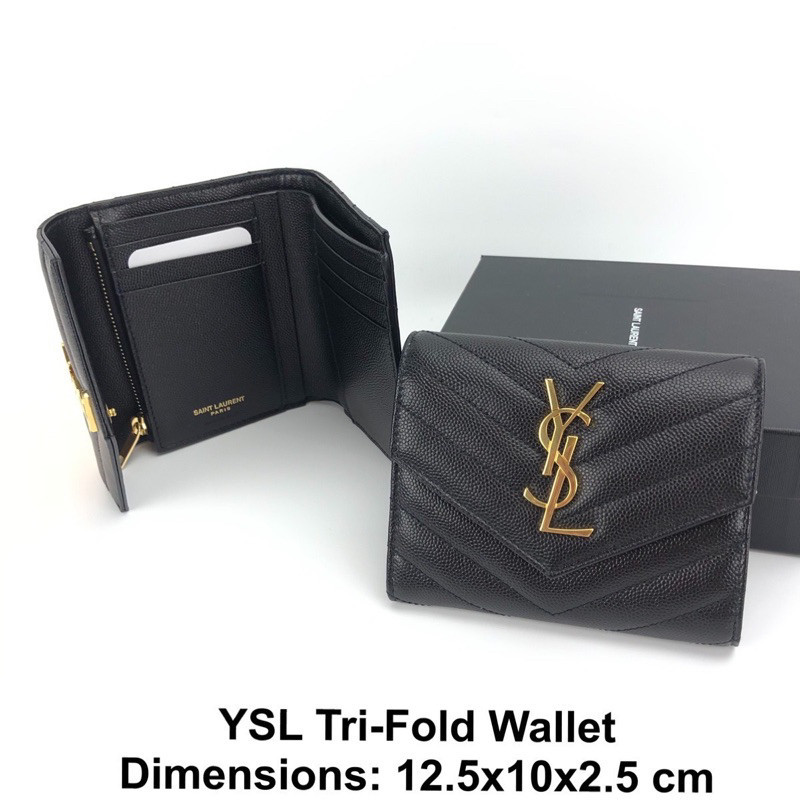 ♞,♘,♙สอบถามStock ก่อนกดสั่ง YSL Saint Laurent short wallet tri-fold กระเป๋าสตางค์ ใบสั้น สามพับ ของ