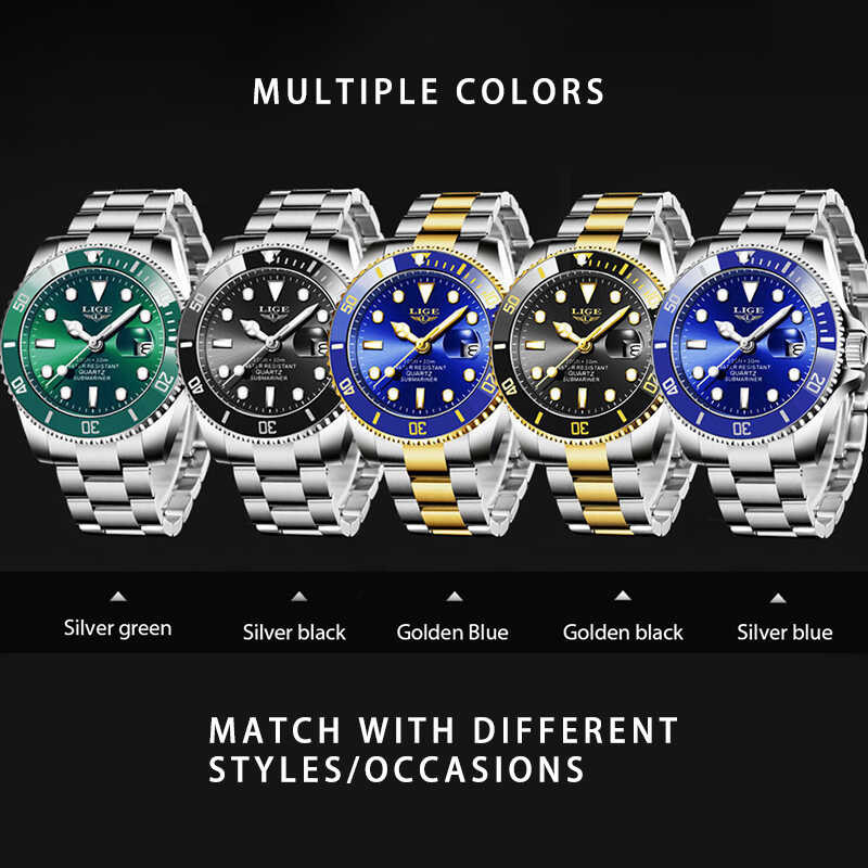 Men's LIGE Original Fashion Metal Quartz Simulated Retro Watch