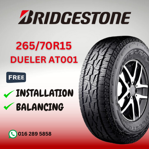 BRIDGESTONE DEELER AT001 265/70R15 265/70/15 265 70 15 265-70-15 2657015 265/7015 ยาง TAYAR ใหม่