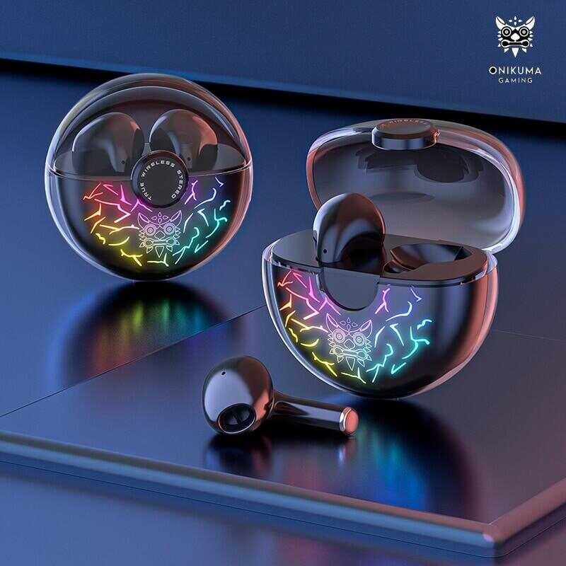 Onikuma T35 Wireless Earphones Pink RGB Crack Light In-Ear Headphones Waterproof Noise Reduction TW