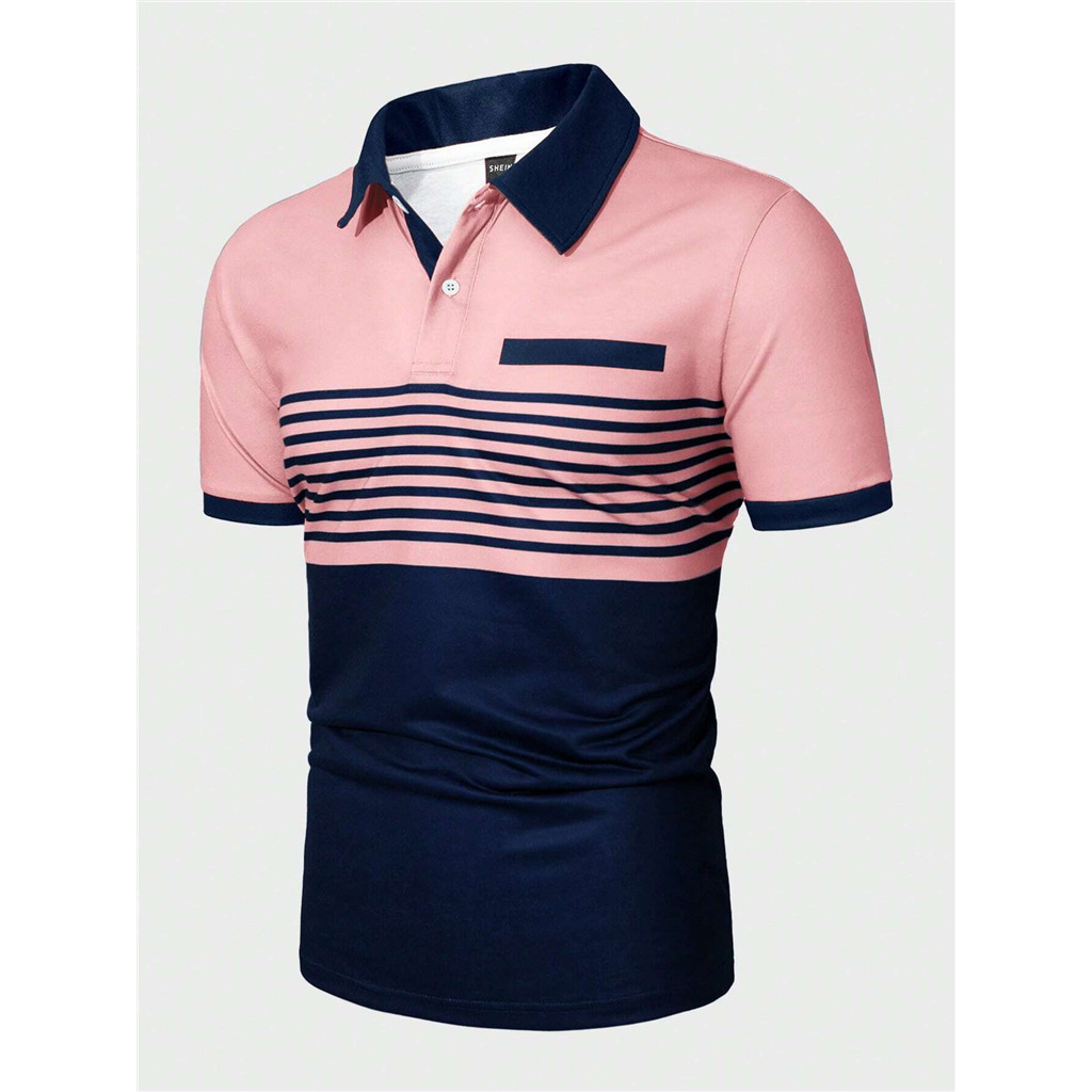 Manfinity Homme เสื้อโปโลผู้ชายสีตัดกัน