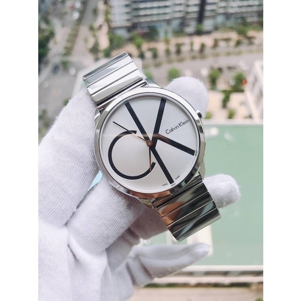 ♞,♘(ผ่อน0%) นาฬิกาชาย Calvin Klein Minimal Silver Dial Men's Watch K3M211Z6 ️หน้าปัดกลม ลายCK ขนาด