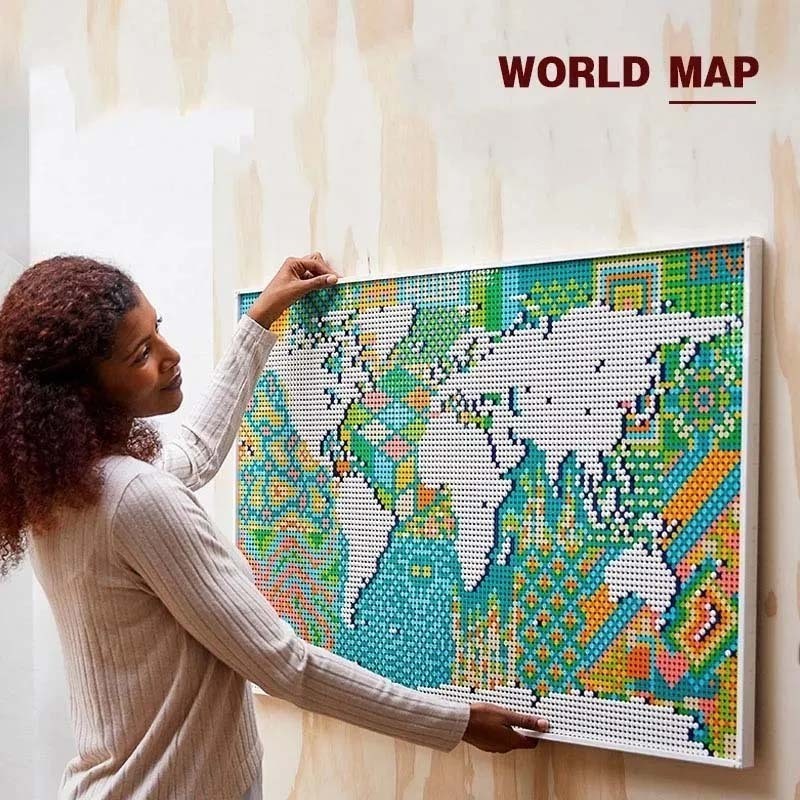 11695 PCS Art：31203World Map Building Blocks Bricks Toys Birthday Christmas Gifts Compatible With