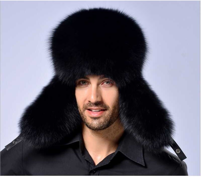 ➧ Happybuyner Men's Winter Real Raccoon Fur&Lamb Leather Russian Cossack Trapper Hats