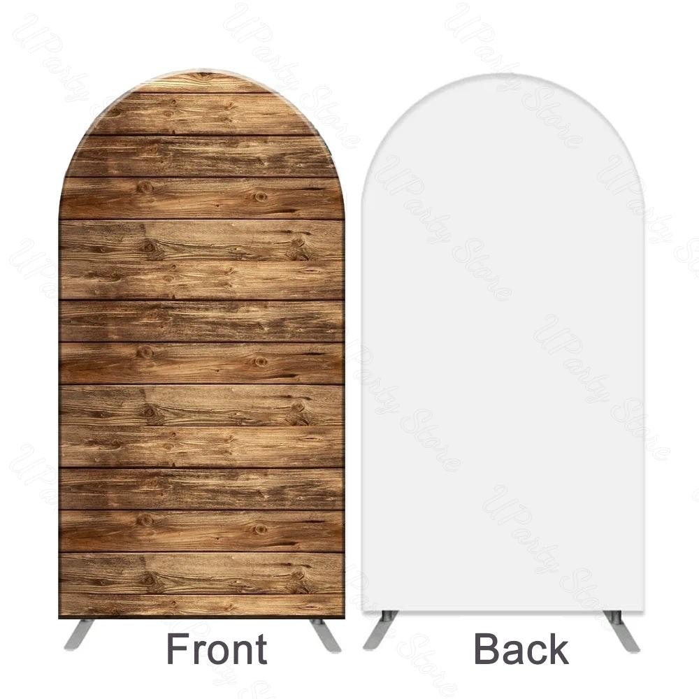 ไม้ Arch ฝาครอบภาพพื้นหลังสองด้านรูปแบบไม้ Chiara Arch สําหรับงานแต่งงานวันเกิด Baby Shower ฉากหลังตกแต่ง