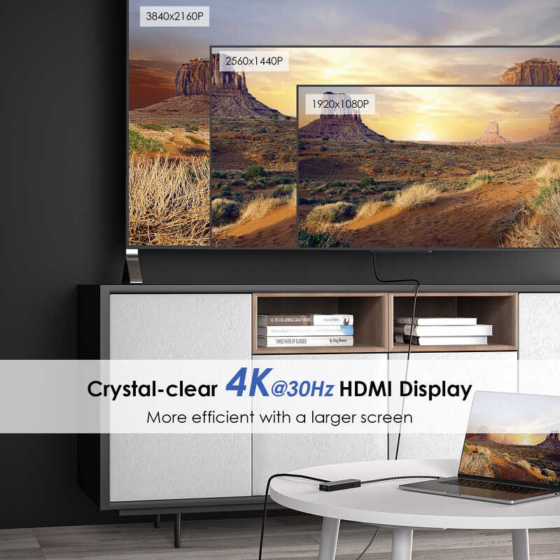 6-In-1 Hub Wavlink With 4k 30hz Hdmi, Usb 3.0, Gigabit Ethernet USB Adapter Supports PD100w Power O