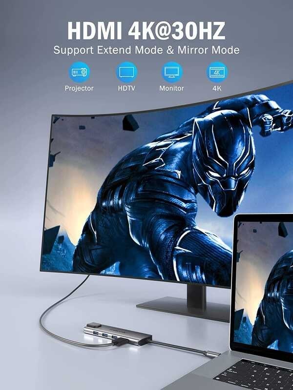 Hub 9 Lemorele in 1 Gbps Ethernet 4K HDMI 100W PD 3 USB-A SD/TF data USB C adapter for Book Air/Pro 