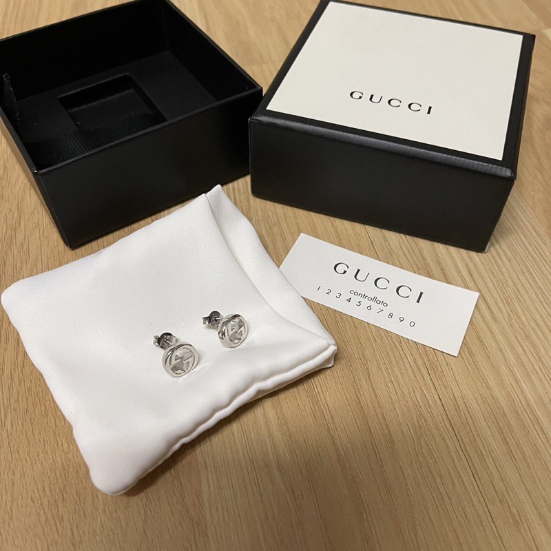 ♞,♘gucci earring ของแท้ ลาย logo