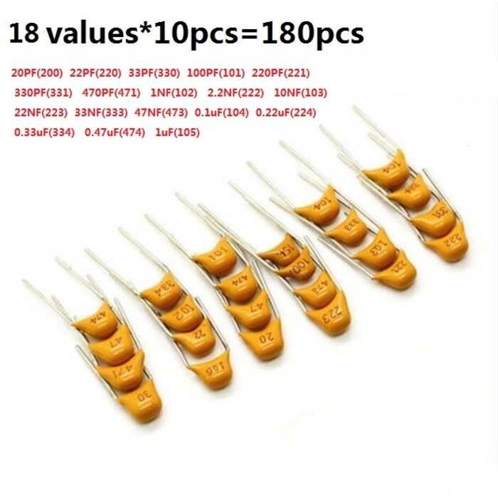 Monolithic Capacitor ชุด 20Pf-1 Uf 18Values * 10Pcs = 180Pcs 105 474 334 224 104 473 333 223 103 472