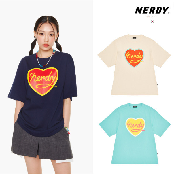 Nerdy เสื้อยืด แขนสั้น ลายหัวใจ [ของแท้ 100%]