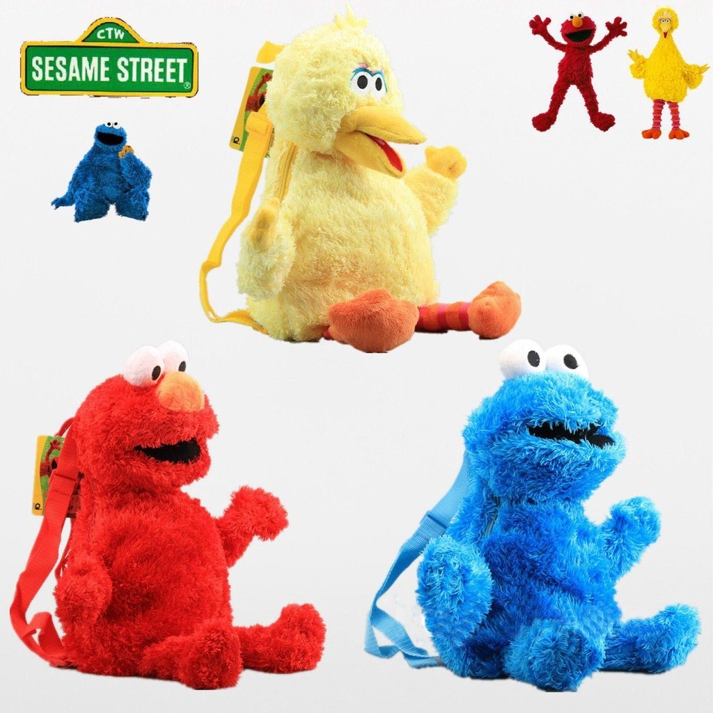 Sesame Street กระเป๋าเป้สะพายหลัง กระเป๋านักเรียน ลายตุ๊กตา Elmo Cookie Monster Big Bird ของเล่นสํา