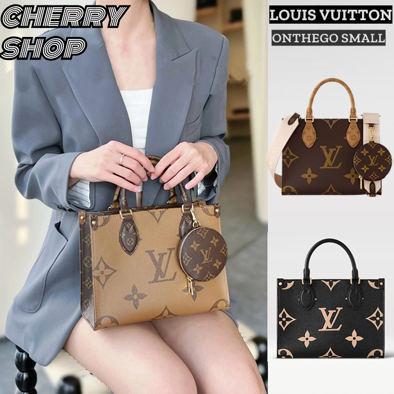 ♞,♘หลุยส์วิตตอง Louis Vuitton ONTHEGO BAG PMLV small Tote M46373 กระเป๋าถือสุภาพสตรี