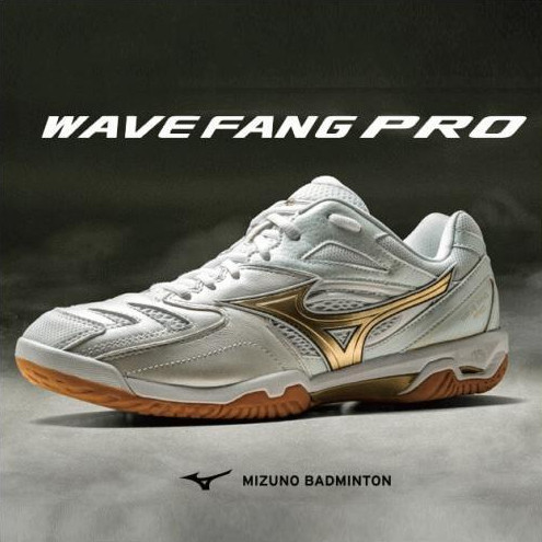 HOT[Mizuno] Badminton Shoes Wave Fang PRO White/Gold 19~29cm 2E [From JAPAN]