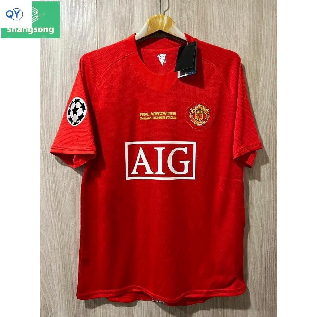 Qiany 【Free Custom 】 - เสื้อฟุตบอล ย้อนยุค แมนยู Home เหย้า 2007/2008 พร้อมชื่อ Cristiano Ronaldo เบ