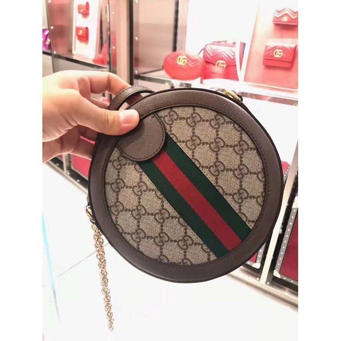 2gucci_ophidia mini GG กระเป๋าสะพายไหล่ ทรงกลม ขนาดเล็ก 550628 Jyad 28 ฤดูใบไม้ร่วงและฤดูหนาว