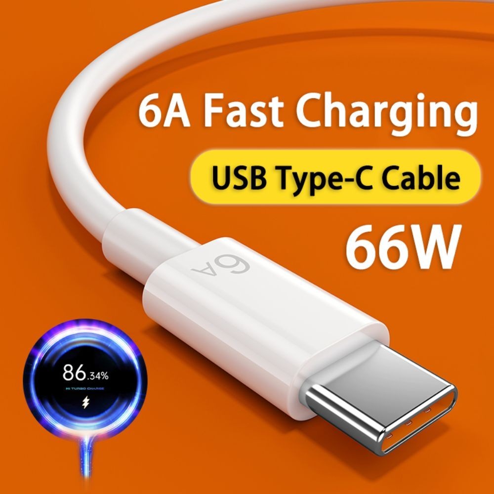 66W Fast Charging สาย USB Type C 6A 1M เครื่องชาร์จโทรศัพท์มือถือ Kabel Pengecsan Ctype สายชาร์จ