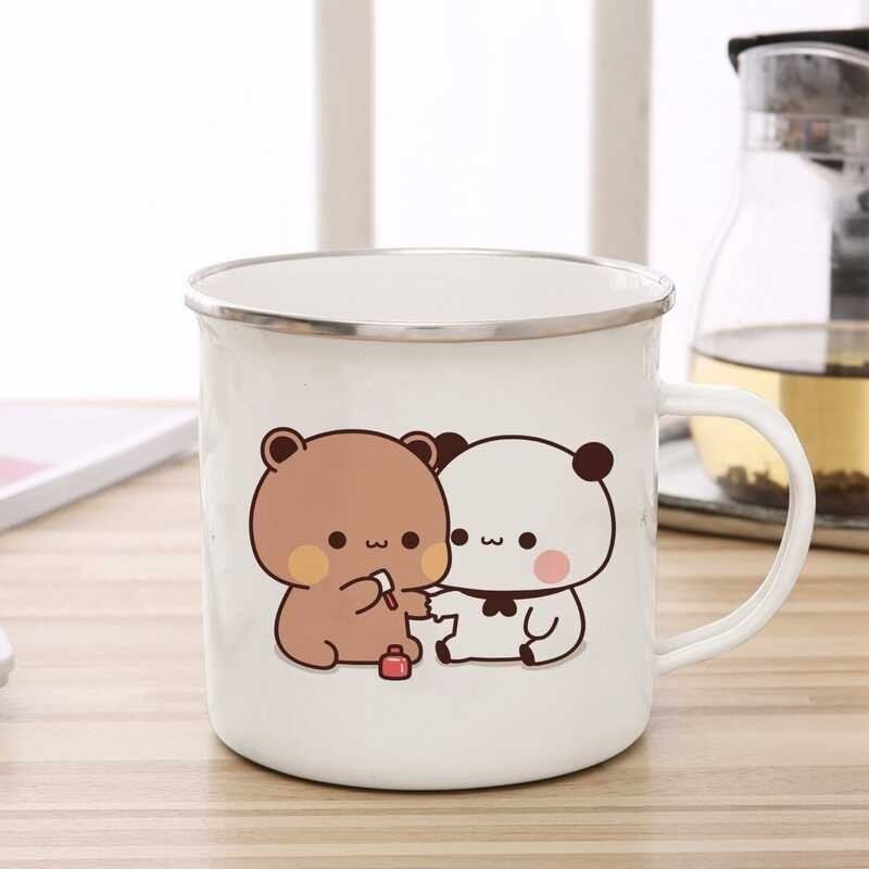 MochaBoob 【hot】 Cartoon andEnamel CoffeeCup CuteBreakfast Dessert 11oz Milk Water Cup Couple Gift