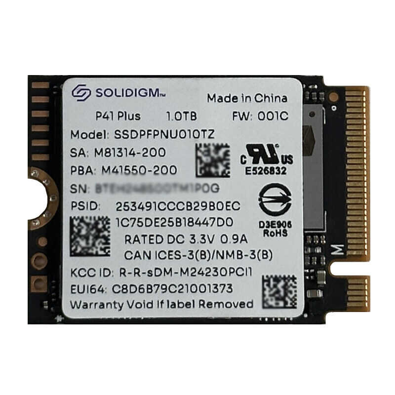 Ship] [Ready to Solidigm P41 Plus 1TB M.2 NVMe 2230 SSD Solid State Drives for Steam Deck, Lenovo,