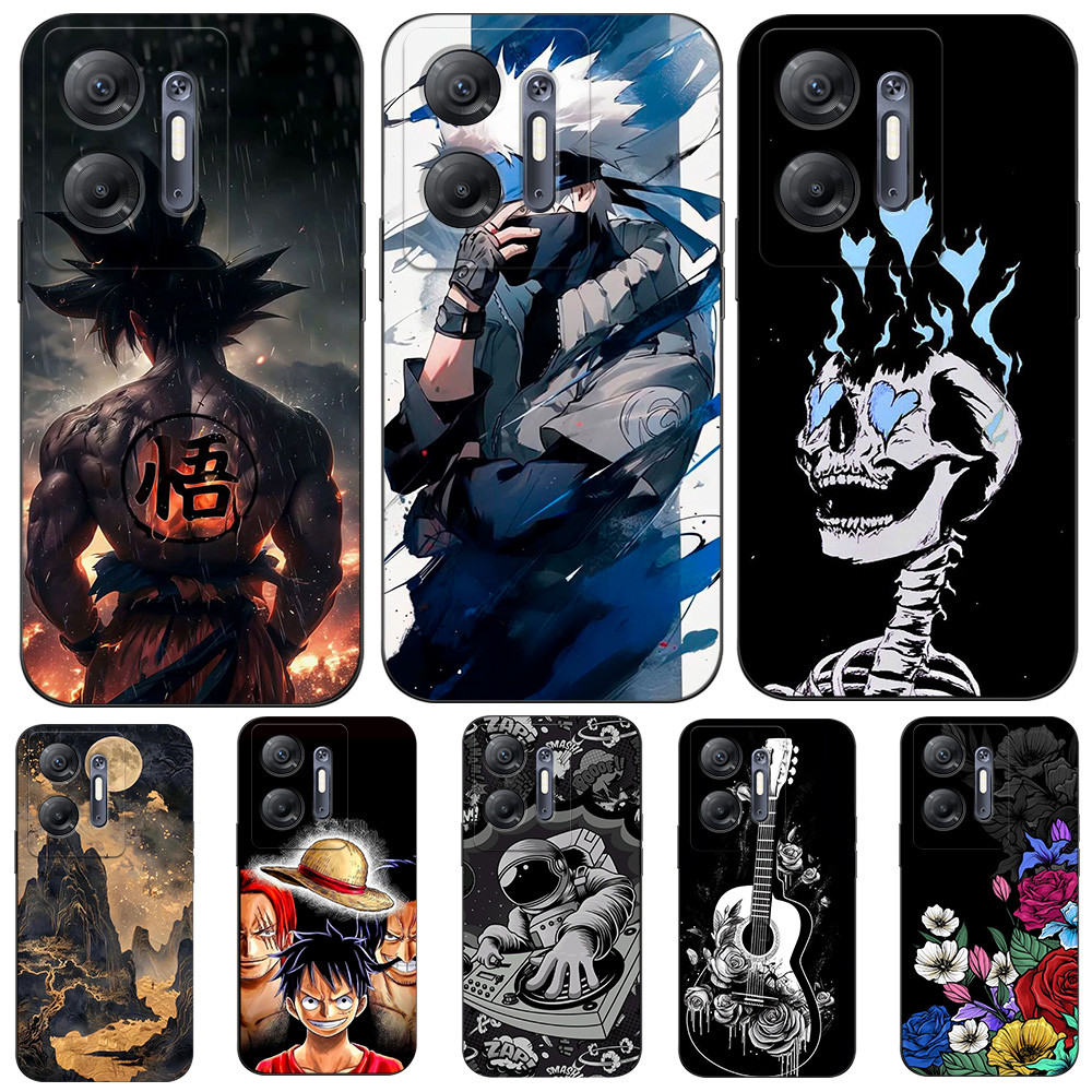 เคสสําหรับ infinix HOT 30 5G (X6832) Silicon Phone Back Cover เคส tpu สีดํา Skull Aesthetics